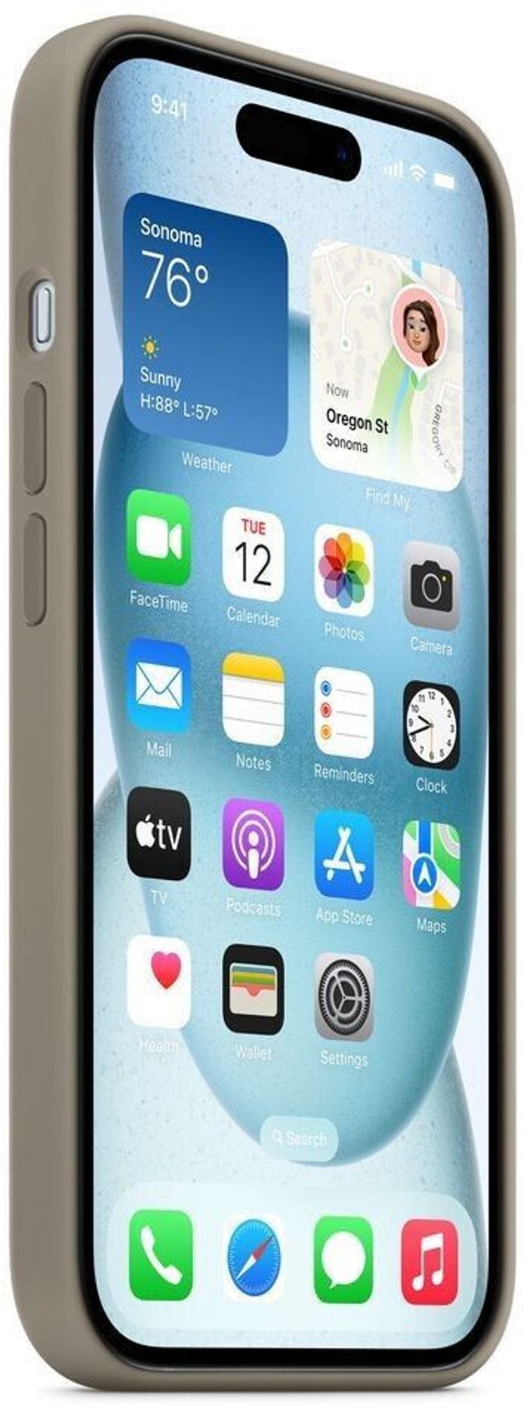 Apple iPhone 15 Plus Hülle Silikon Soft Case Backcover Tonbraun Grau MT133ZM/A