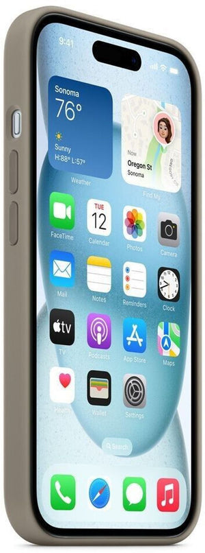 Apple iPhone 15 Plus Hülle Silikon Soft Case Backcover Tonbraun Grau MT133ZM/A