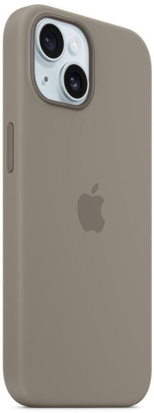 Apple iPhone 15 Plus Hülle Silikon Soft Case Backcover Tonbraun Grau MT133ZM/A