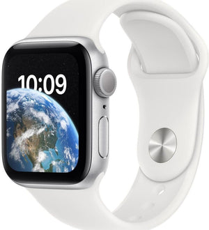 Apple Watch SE 2.Gen 2022 GPS 44mm Smartwatch Alu Silber Sportarmband Weiss