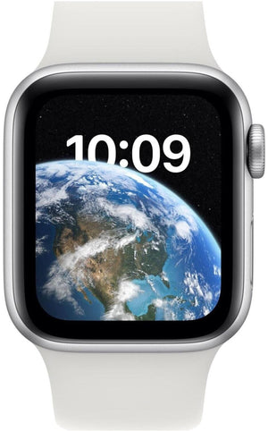 Apple Watch SE 2.Gen 2022 GPS 44mm Smartwatch Alu Silber Sportarmband Weiss