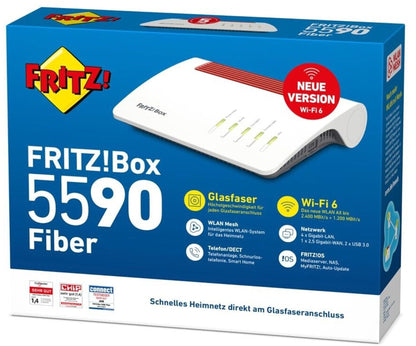 AVM FRITZ!Box 5590 Router für Glasfaseranschluss Wi-Fi6 bis 2.400MBit WLAN Mesh