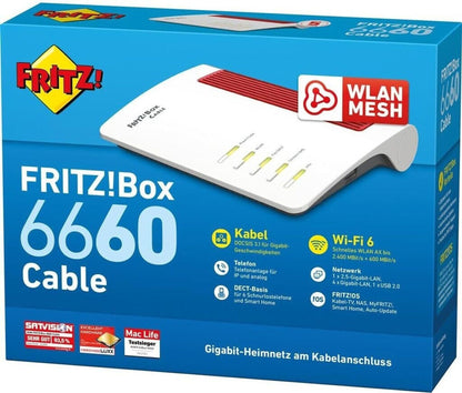 AVM Fritz!Box 6660 Cable Mesh Router DSL 4-Switch GigE WiFi6 Dual VoIP DECT