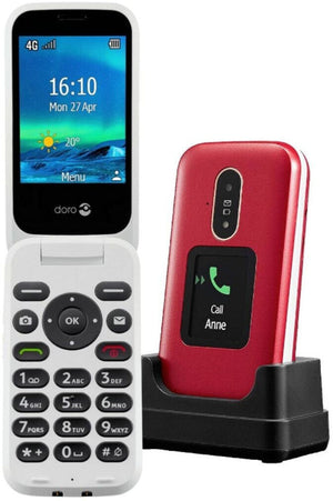 Doro PhoneEasy 6880 Rot / Weiß Handy Klapphandy Telefon 4G LTE Senioren 2,8"