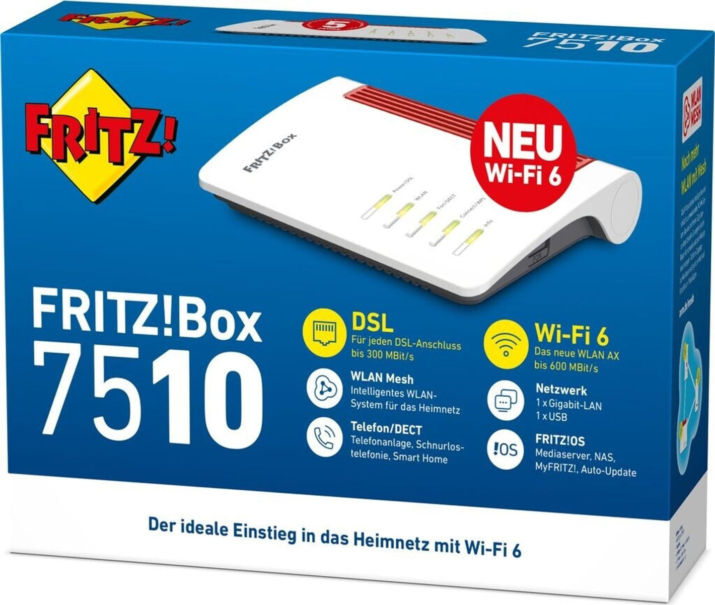 AVM Fritz!Box 7510 Wifi6 DSL Router DECT Mesh 20002983 Smart Home