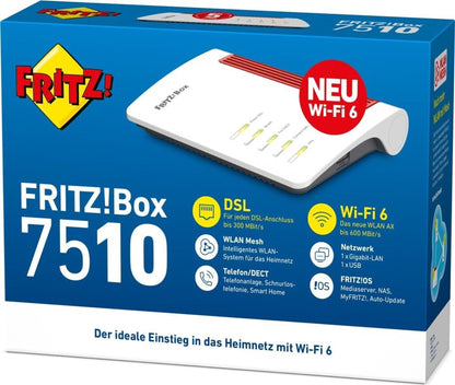 AVM Fritz!Box 7510 Wifi6 DSL Router DECT Mesh 20002983 Smart Home