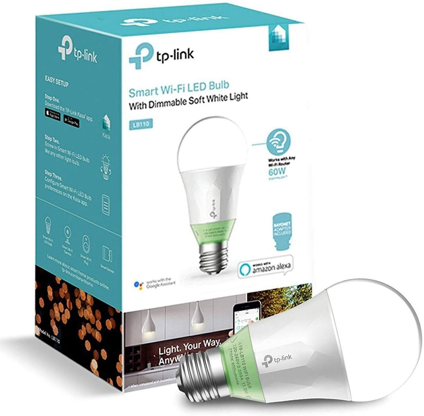 TP-Link LB110 Kasa Smart E27 LED WLAN Glühbirne 60W Dimmbar 270° 2700K weiß